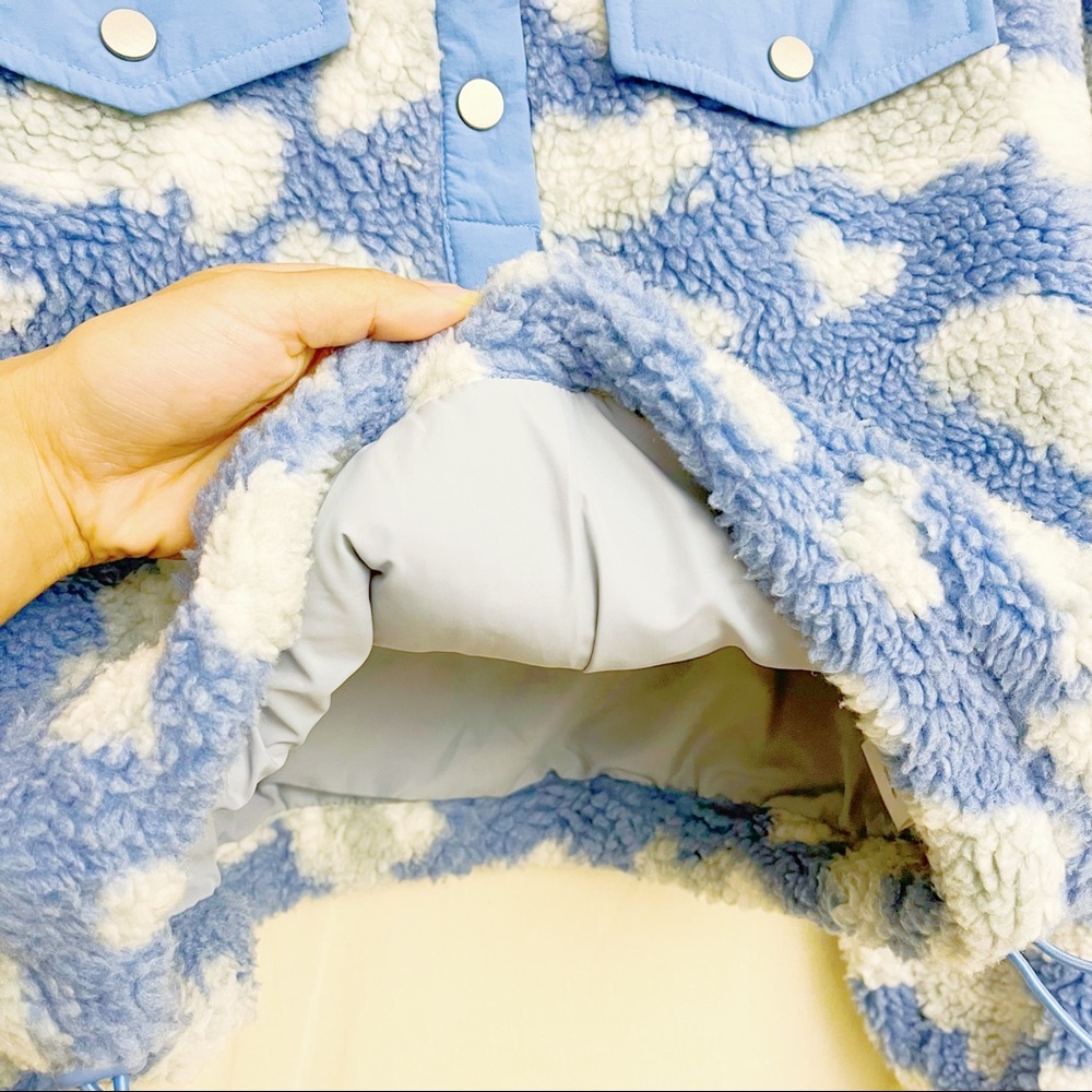 Urban Outfitters Blue and White Cloud Nine Sherpa Popover Jacket - Picture 5 of 8